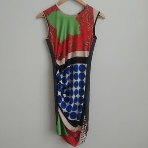 Y2K unique Denny Rose denim pattern panel mini dress Small